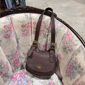 Vintage brown leather coach hobo bag